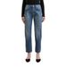 Women's Clothing Gray And Dark Blue High Waist Straight Nine Point Jeans For Women In Autumn With Asymmetric Trouser Legs_ecoleips.com