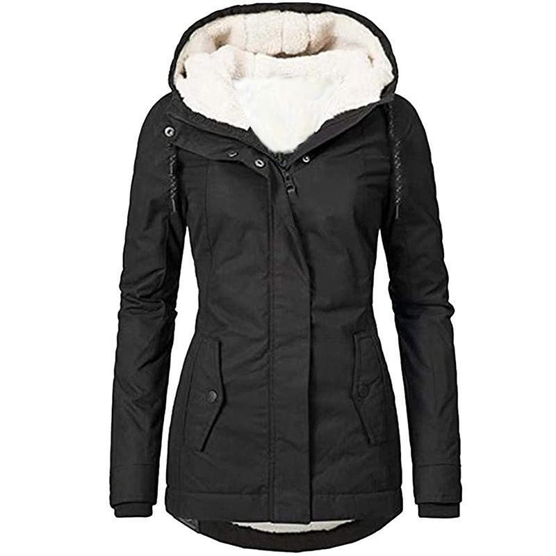 Autumn And Winter New Women's Coat Solid Color Medium And Long Commuter Fleece Coat Women_ecoleips.com
