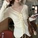 girl Pleated Thickened Three-Dimensional Flower Long Sleeve Sweater Autumn Winter Knitted Design New Slim Fit Slimming Base_ecoleips.com
