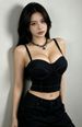 Fashionable, Simple, Versatile, Perforated Solid Color Denim Tank Top, Women's Short Style, Outerwear With Chest Cushion, Fishbone Bra_ecoleips.com