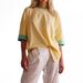 Relaxed Fit Cotton T-Shirt For Women, Ribbed Knit Panel Casual Tee, Soft Breathable Everyday Top With Color Block Design_ecoleips.com