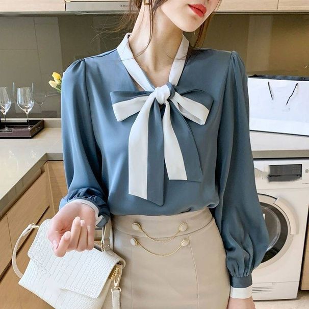Women's Clothing Send Bow Tie Professional Shirt Women's Long Sleeve Early Autumn New Top Design Niche Spring And Autumn Chiffon Shirt_ecoleips.com