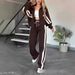 Y2k Striped Zip-Up Hoodie & Jogger Set For Women - Trendy Casual Tracksuit With 3d Print, Comfort Fit In Multiple Colors & Sizes_ecoleips.com