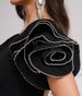 Dramatic Open-Back Black Evening Dress Stretch Jersey Gown With Crystal Embellishments & Flutter Sleeves ( Perfect For Cocktail Parties & Galas)_ecoleips.com