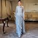 Elegant Flounce Sleeve Bodycon Dress With Waist Accent For Women – A-Line Long Formal Gown With Lace Collar_ecoleips.com