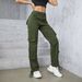 Women's Clothing Overalls New Casual Trousers For Women Six Pockets High Waist_ecoleips.com