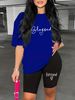 Summer Women's Casual Fashion Letter Pattern Printed Loose T-shirt Shorts Two-piece Set Set Summer Sportswear Suitable For Daily Wear-183_ecoleips.com
