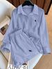Polo Brand Embroidered Shirt Set Women Loose Long Sleeve Sun Protection Shirt + Shorts Two-Piece Casual Resort Wear_ecoleips.com
