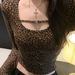 Aria Basics Aria Basics European American Sexy Leopard Print U-neck Slim-fit Long-sleeve T-shirt For Women, Pure And Mature Style, Short Cropped_ecoleips.com
