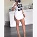 Women's Round Neck Short Sleeve T-Shirt With Graphic Number Print & Side Slits, Comfortable Stretch Fit, Multiple Colors Available_ecoleips.com
