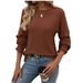 2026 Women's Fashion European And American Cross-Border Autumn Winter New Casual Solid Color Ribbed Crew Neck_ecoleips.com