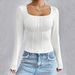 Voya Women's Clothing European And American Women's Clothing 2026 Spring-summer New Slim-fit Square-neck Long-sleeve T-shirt,_ecoleips.com