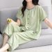 Women's Plaid Pajamas Set Short Sleeve Top And Capri Pants Sleepwear 2 Piece Set Summer Casual Loose Loungewear Set_ecoleips.com