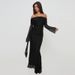 Women's Elegant Slim Mesh See through off Shoulder Dress Solid Color European American Fashion New Summer 2025_ecoleips.com