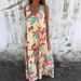 2025 Spring/Summer New Women's Fashion V-neck Loose Pocket Printed Tank Top Dress_ecoleips.com
