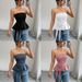 Strapless Bustier Top – Chic Solid Color Corset Blouse For Women (Blue/Pink/Black/White, True To Size)_ecoleips.com