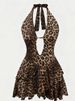 Sexy Leopard Print Suspender Slim Fit Dress for Women Sleeveless Hollowed out Deep V European And American Style Party Dress_ecoleips.com