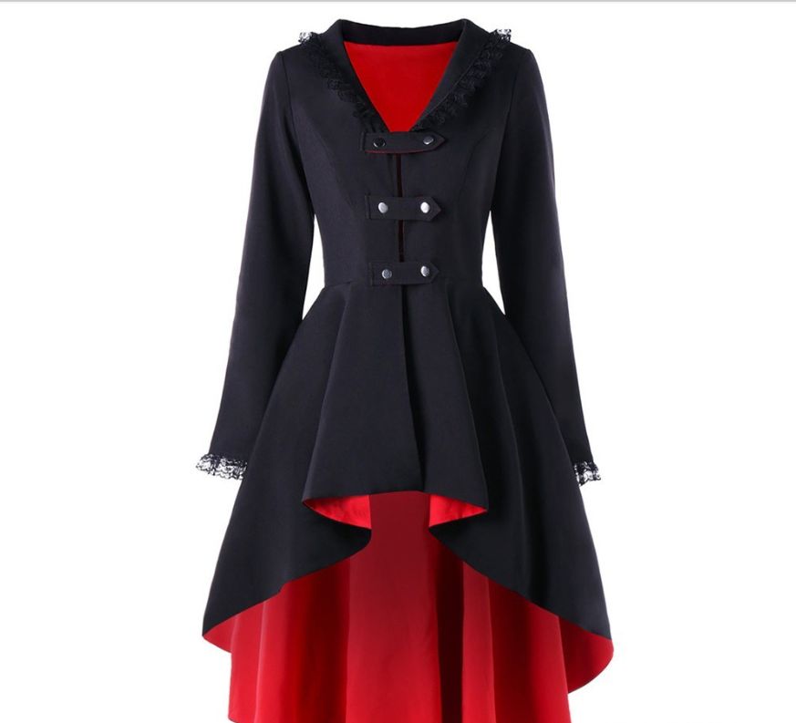Women's Clothing Autumn new retro mid length windbreaker for women Gothic style jacket large size women's clothing_ecoleips.com