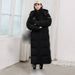 Unisex Long Puffer Coat With 90% White Duck Down - Oversized Knee-Length Winter Jacket For Women & Men (Black/White/Glacier Blue, XS-XXL)_ecoleips.com