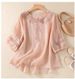 Chinese Style Women's Fashion Set Short Sleeved Cotton Linen Top Artistic Retro Casual Wide Leg Pants Ethnic Two Piece Outfit_ecoleips.com