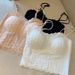Popular Pure Desire Ice Silk Lace Double-strap Beauty-back Tank With Chest Pads, Suitable For Inner Or Outer Wear,_ecoleips.com