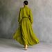 Women's Cotton Linen Pant Set High Neck Long Sleeve Top With Pleated Pocket Long Skirt Versatile Autumn Winter Casual Fashion_ecoleips.com