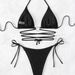 Women's Solid Color Bikini Set Heart-Shaped Cups Adjustable Ties High-Cut Bottom Swimming Beach Vacation Triangle Top_ecoleips.com
