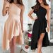 Women's Clothing One Shoulder Sleeveless Pleated Wedding Guest Medium Length Prom Banquet Small Evening Dress_ecoleips.com