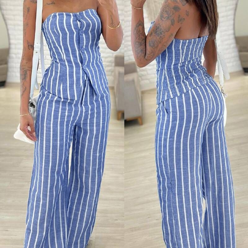 Women's Clothing New High Elastic Striped Tube Top Suit_ecoleips.com