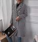 Women's Clothing Coat Houndstooth Pattern Printed Coat Casual Double Breasted Coat_ecoleips.com
