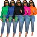Women's Elegant Long Blouse Stand Collar Puff Sleeves Back Tie Detail Flowy Oversized Fit for Casual And Dressy Occasions 5 Colors S-XL_ecoleips.com