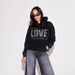 Women's Black Retro Love Rhinestone Hoodie Fashionable Loose Fitting Y2K Style_ecoleips.com