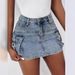 Women's Denim Hottie INS Popular Pocket Workwear Mini Skirt_ecoleips.com