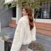 Korean-Style Faux Fox Fur Coat – Plush Long-Sleeve Jacket With Stand Collar & Zip Detail (Creamy Neutral For Effortless Chic)_ecoleips.com