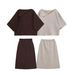 Fashion Flip Neck Knitted Sweater Top + Skirt Set_ecoleips.com