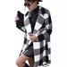 Women's Lapel Long-sleeved Buckle-free Plaid Long Loose Casual Coat Coat_ecoleips.com