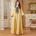 Modest Abaya Dress/Muslim Dress Women Elegant Dubai Abaya Dress With Floral Embroidery & Jacquard Detail, Long Sleeve Maxi Dress, Boho Ethnic Tunic_ecoleips.com