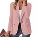 Autumn Long Sleeve Solid Color Blazer Cardigan For Women - Versatile V-Neck Office Jacket Functional Pockets_ecoleips.com