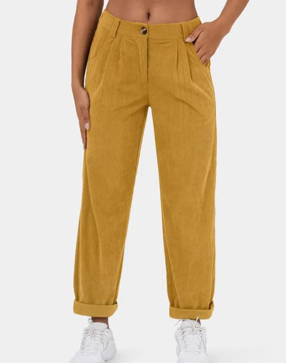 Women's Clothing Autumn High Waist Casual Pants Solid Color Corduroy Loose Straight Trousers_ecoleips.com