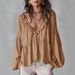 Voya Women's Casual Sweet Mushroom Edge Bubble Sleeve Pleated Shirt Temperament Top With Multiple Colors To Choose From_ecoleips.com