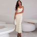 Women's Clothing 2025 Summer New Fashion Sexy Backless Slit Slim-Fit Tie-Up Dress Foreign Trade Wholesale_ecoleips.com