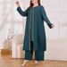 Modest Evening Dress Women's Middle Eastern Traditional Attire Solid Color Sequined Long Sleeved Top With Loose Fitting Trousers Casual Muslim Suit_ecoleips.com