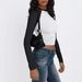 Women's Clothing American Style Women's Long Sleeved Shirt Slim Fit Stretchy Color Blocked Slightly Short Milk Silk Top Autumn Hot_ecoleips.com