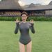 Women’s Clothing Korean New Fairy Style One Piece Hot Spring Swimsuit For Women Covering Belly, Slimming, Conservative, Long Sleeved, Sexy, Backless_ecoleips.com
