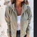 Autumn Solid Color Jacket Shirt Women's Simple Style Corduroy Jacket Hooded Plus Size Top_ecoleips.com