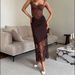 Talenza Vintage Lace Skirts Women Brown Lace Patchwork See-Through Maxi Skirts Sexy High-Waisted Fitted Party Looks Female Skirt_ecoleips.com