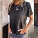 Women's Clothing Sequined Short Sleeved Round Neck T Shirt Solid Color Leisure_ecoleips.com
