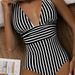 Women's Clothing Striped One Piece Swimsuit Sexy Style Beachwear Swimwear For Large Bust_ecoleips.com