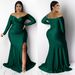 Women's Clothing Large Size Women's Sexy Dress Nightclub V Neck Dress Solid Color Slit Long Skirt Autumn And Winter Women_ecoleips.com