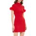 Ladies Stand Collar High Waist Slim Fit Mini Dress Chic Summer Holiday Party Dress Feather Patchwork Short Sleeved Banquet Dress_ecoleips.com